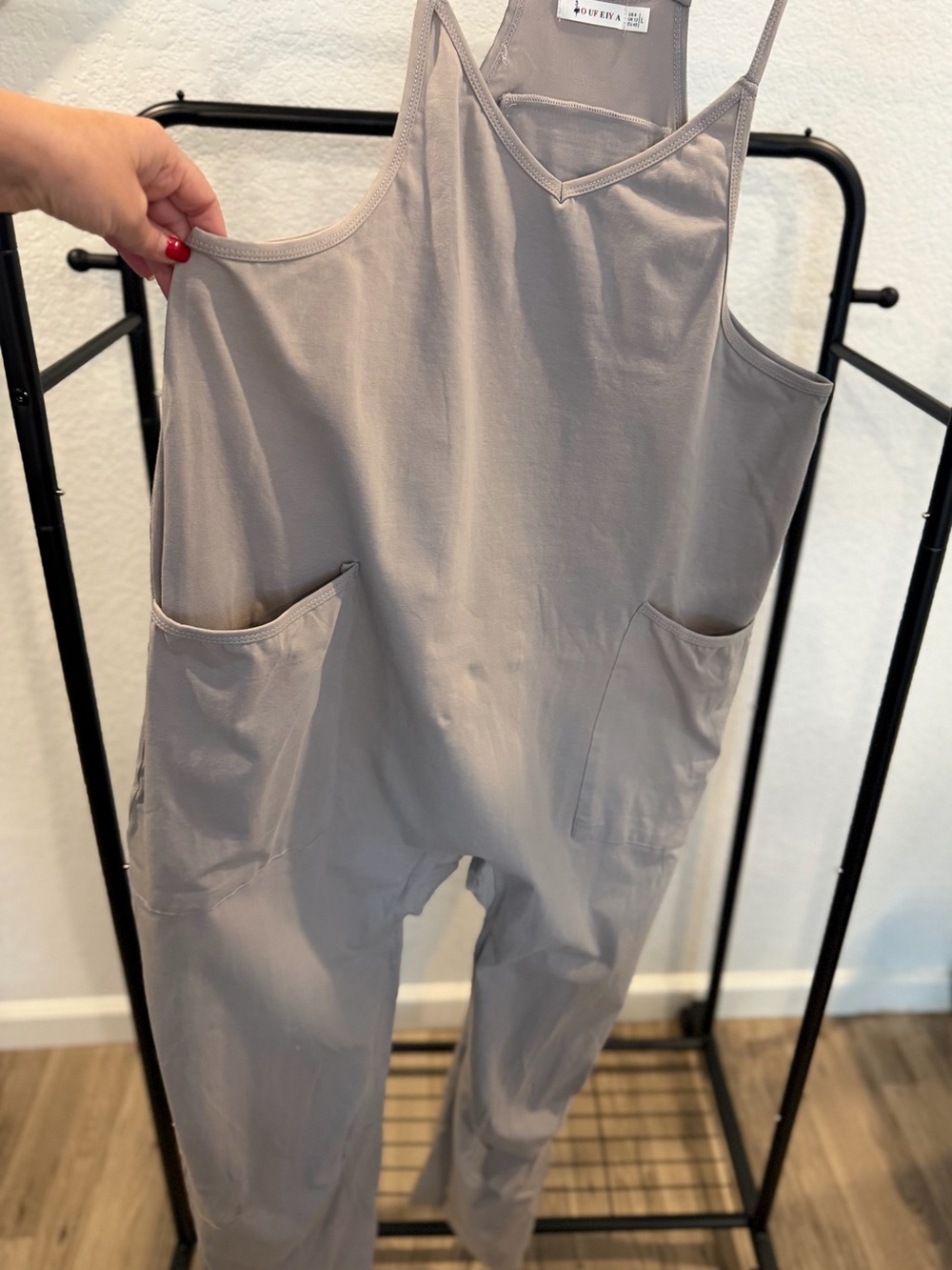 Harem Sleeveless Jumpsuit with Pockets-Taupe NWOT
